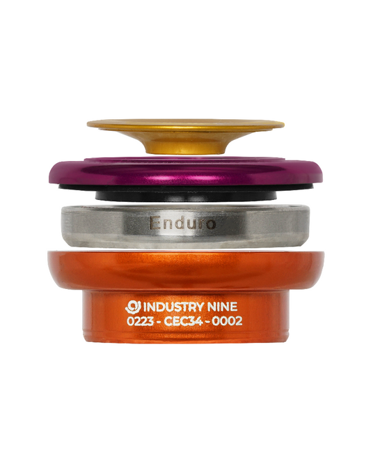 HSA-EA34SGUO-S - Headset - EC Top - 41mm Top Bearings - 34mm Upper Headtube - 5mm Top Cover - Gold Cap - Purple Cover - Orange Top Cup - SS Bearings