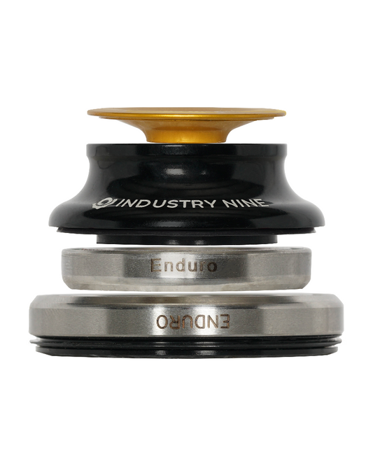 HSA-IB42MGBB-IC52B-S - Headset - IS Top - 42mm Top Bearings - 42mm Upper Headtube - 15mm Top Cover - Gold Cap - Black Cover - Black Top Cup - IS Bottom - 52mm Bottom Bearings - 52mm Lower Headtube - Black Bottom Cup - SS Bearings